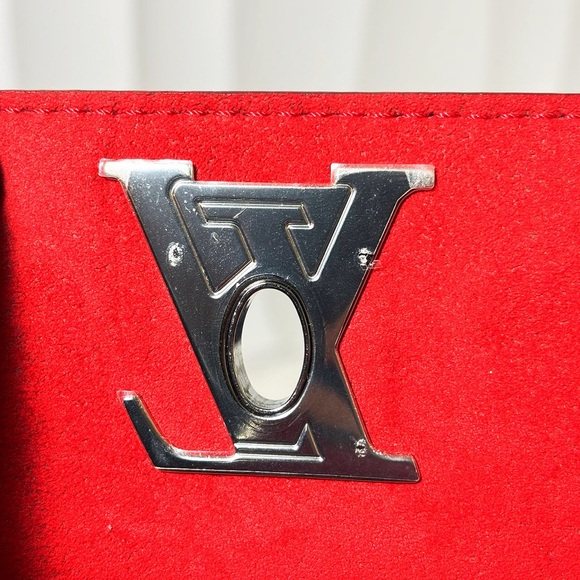 Louis Vuitton Navy Leather Lock Me Tote Bag with Red Accents - Picture 9 of 16